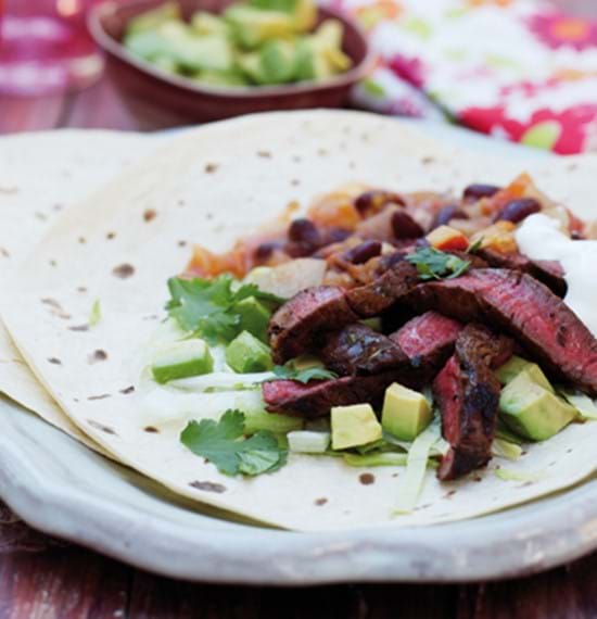 Barbecue Beef Fajitas with Chilli Beans Barbecue Beef Fajitas with Chilli Beans