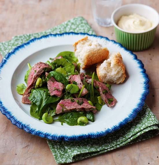 Beef with Broad Bean and Spinach Salad Beef with Broad Bean and Spinach Salad