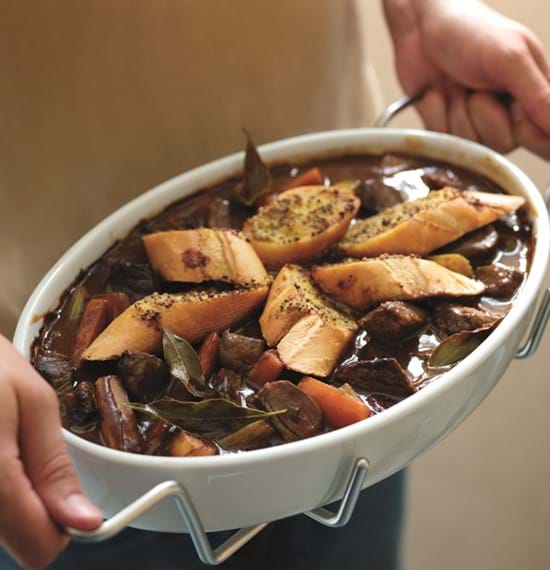 Beef Casserole with Mustard Croutons Beef Casserole with Mustard Croutons