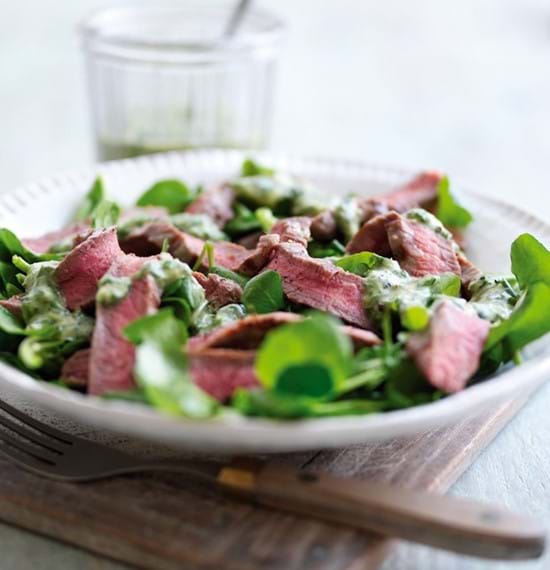 Beef Salad with Watercress and Basil Sauce Beef Salad with Watercress and Basil Sauce