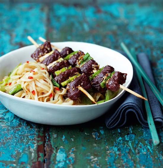 Beef Yakitori with Udon Noodles Beef Yakitori with Udon Noodles