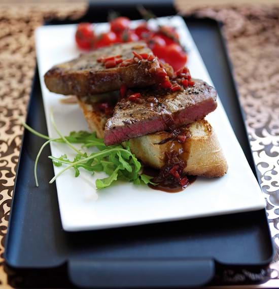 Bistro Steaks on Garlic Bruschetta Bistro Steaks on Garlic Bruschetta