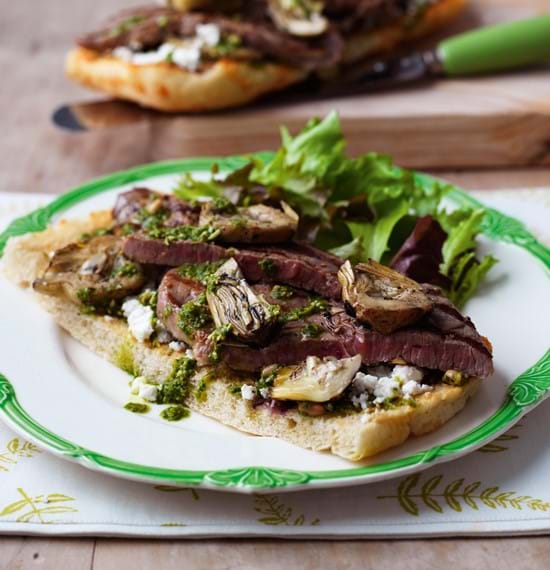 Beef,Artichoke and Feta Bruschetta Beef,Artichoke and Feta Bruschetta