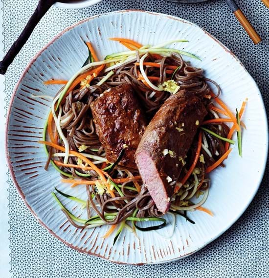 Cannon of Lamb with Vegetables, Soba Noodles and Kimchi Cannon of Lamb with Vegetables, Soba Noodles and Kimchi