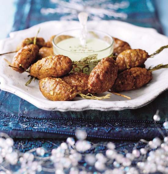 Curried Lamb Skewers with Yogurt and Mint Dip Curried Lamb Skewers with Yogurt and Mint Dip