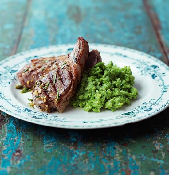 Marinated Lamb Chops with Crushed Broad Beans Marinated Lamb Chops with Crushed Broad Beans