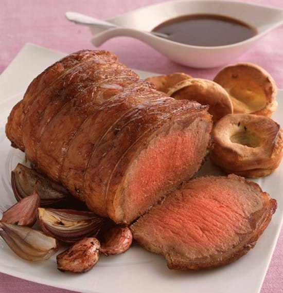 Glazed Sirloin of Beef with Herby Yorkshire Puddings Glazed Sirloin of Beef with Herby Yorkshire Puddings