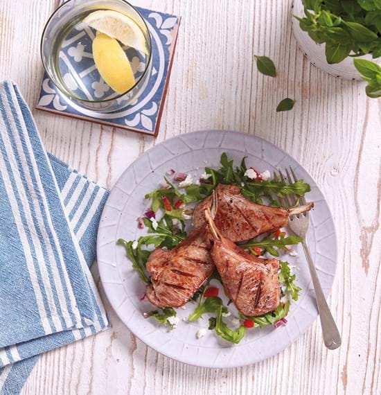Greek-Style Lamb Stacks with Mint Relish Greek-Style Lamb Stacks with Mint Relish