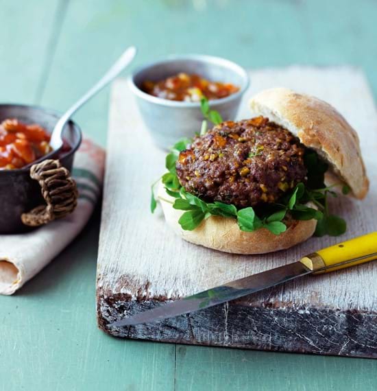 BBQ Lamb, Apricot and Coriander Burger BBQ Lamb, Apricot and Coriander Burger