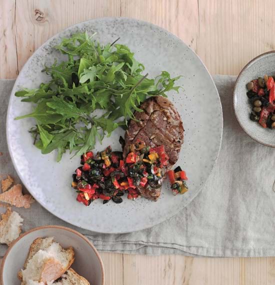 Lamb Leg Steaks with Olive and Red Pepper Tapenade Lamb Leg Steaks with Olive and Red Pepper Tapenade