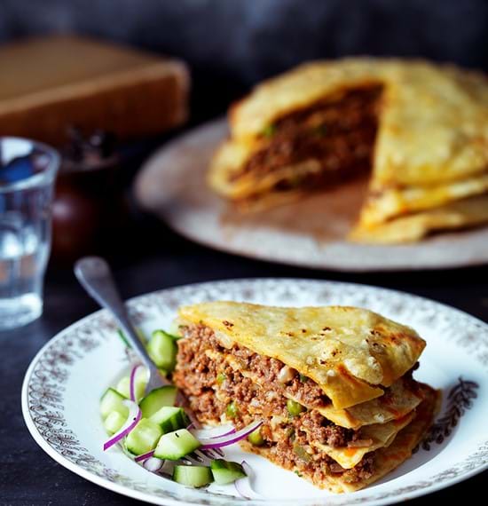 Keema Tortilla Stack Keema Tortilla Stack