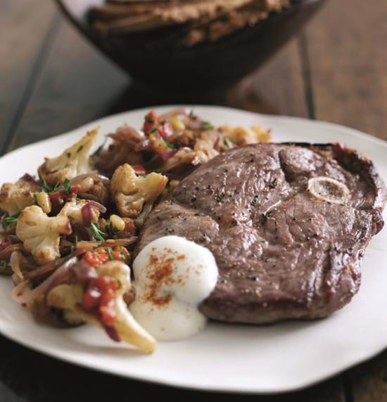 Leg Steaks with Warm Cauliflower,Tomato and Toasted Pine Nut Salad Leg Steaks with Warm Cauliflower,Tomato and Toasted Pine Nut Salad