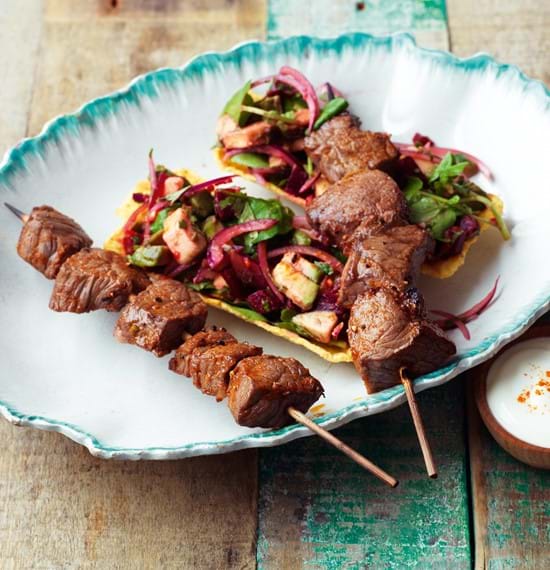 BBQ Maple Glazed Beef Kebabs with Tacos BBQ Maple Glazed Beef Kebabs with Tacos