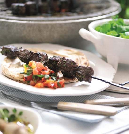 Meditteranean Brochettes with Salsa Rossa Meditteranean Brochettes with Salsa Rossa