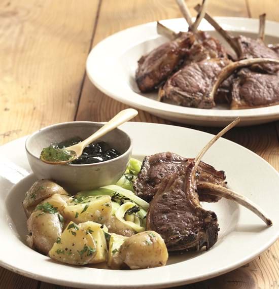Minty Lamb Chops with Cheesy Saute Potatoes Minty Lamb Chops with Cheesy Saute Potatoes