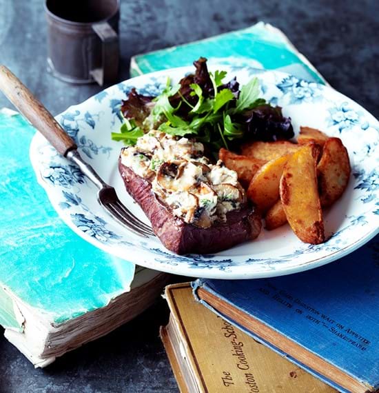 Steak Topped with Mushrooms Steak Topped with Mushrooms