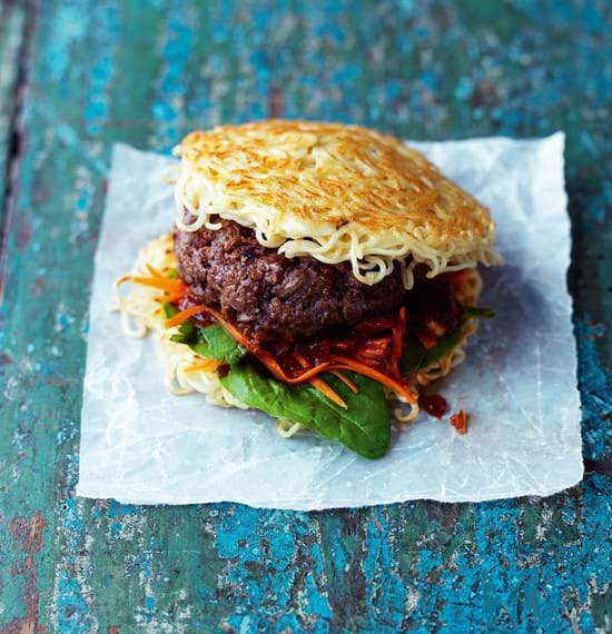 Ramen Burgers with Tonkatsu Sauce Ramen Burgers with Tonkatsu Sauce
