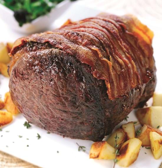 Roast Beef with Crispy Bacon, Mustard and Herbs Roast Beef with Crispy Bacon, Mustard and Herbs