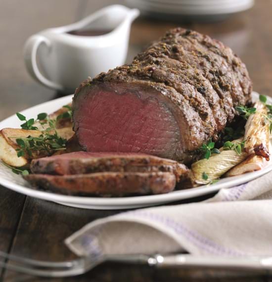 Roast Sirloin of Beef with Chestnut and Chive Butter,Caramelised Parsnips and Leeks Roast Sirloin of Beef with Chestnut and Chive Butter,Caramelised Parsnips and Leeks