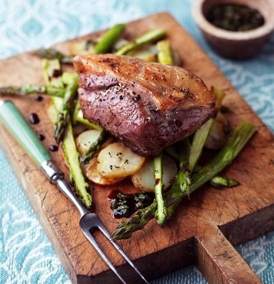 Roasted Lamb Rump with Potatoes, Asparagus and Mint Dressing Roasted Lamb Rump with Potatoes, Asparagus and Mint Dressing