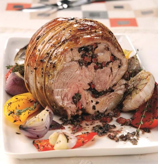 Rolled Shoulder of Lamb with Roasted Red Pepper and Black Olive Butter Rolled Shoulder of Lamb with Roasted Red Pepper and Black Olive Butter