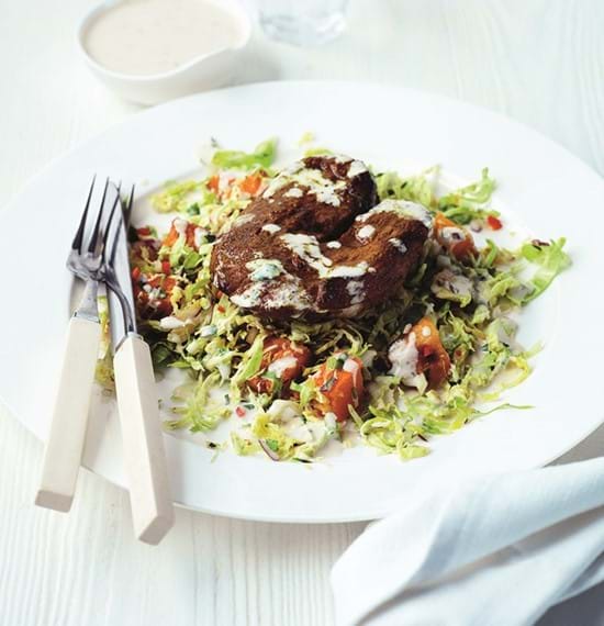 Szechuan Steak with Roast Squash and Brussels Sprout Salsa Szechuan Steak with Roast Squash and Brussels Sprout Salsa