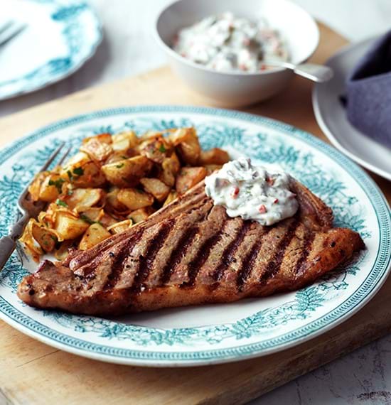 Sirloin Steaks with Flaming Mayonnaise Sirloin Steaks with Flaming Mayonnaise
