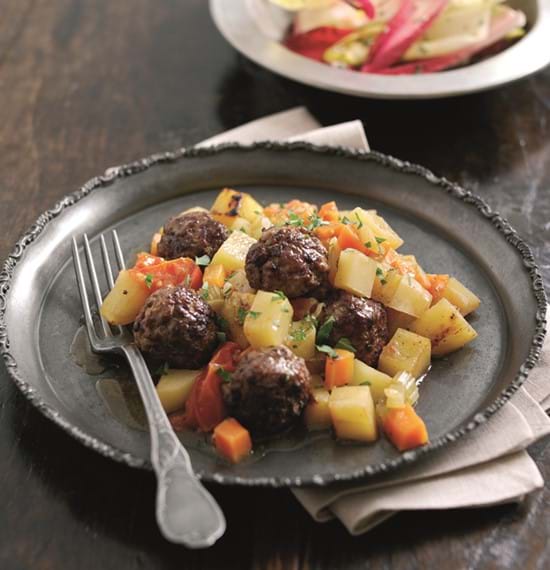 Spiced Lamb Meatballs with Tomatoes, Marjoram and Braised Potatoes Spiced Lamb Meatballs with Tomatoes, Marjoram and Braised Potatoes