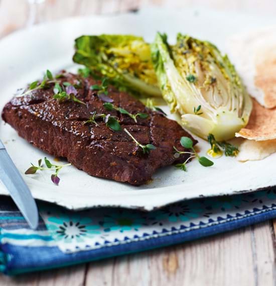 Steaks with Grilled Little Gem Steaks with Grilled Little Gem