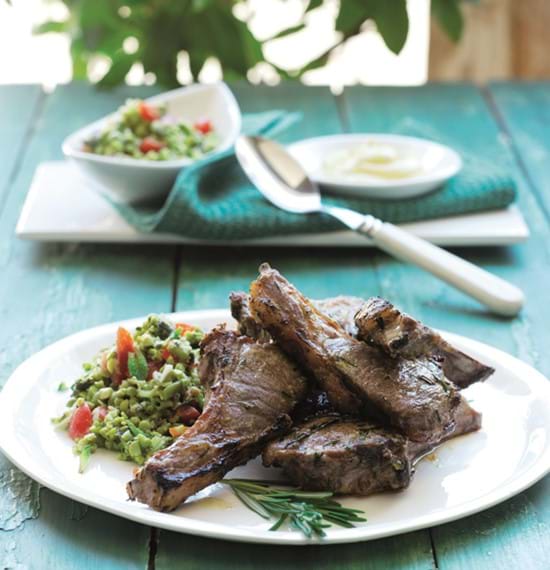 Sticky Lamb Cutlets with Minted Pea and Tomato Relish Sticky Lamb Cutlets with Minted Pea and Tomato Relish