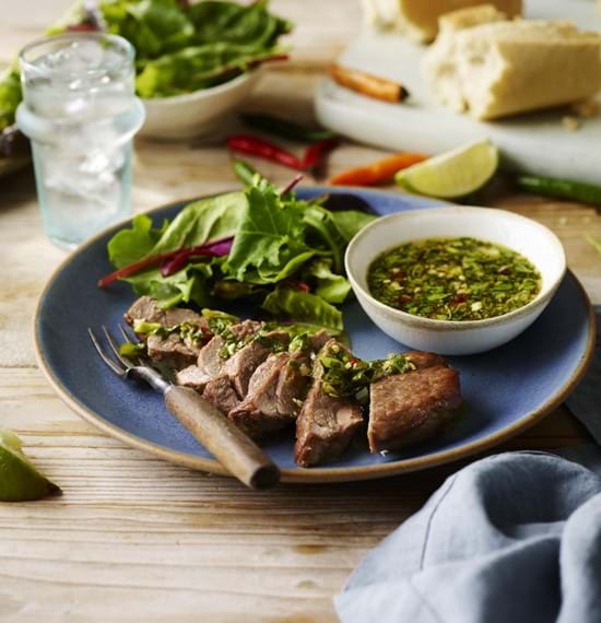 Lamb Steaks with Thai Green Dipping Sauce Lamb Steaks with Thai Green Dipping Sauce