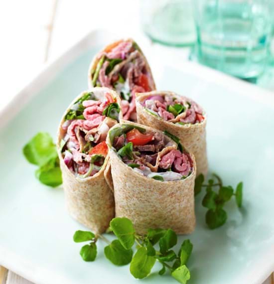 Alfresco Roast Beef Wraps with Horseradish Dressing Alfresco Roast Beef Wraps with Horseradish Dressing