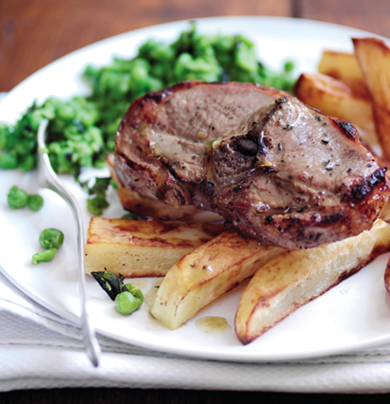 Barnsley Chops with Big Chips and Crushed Peas Barnsley Chops with Big Chips and Crushed Peas