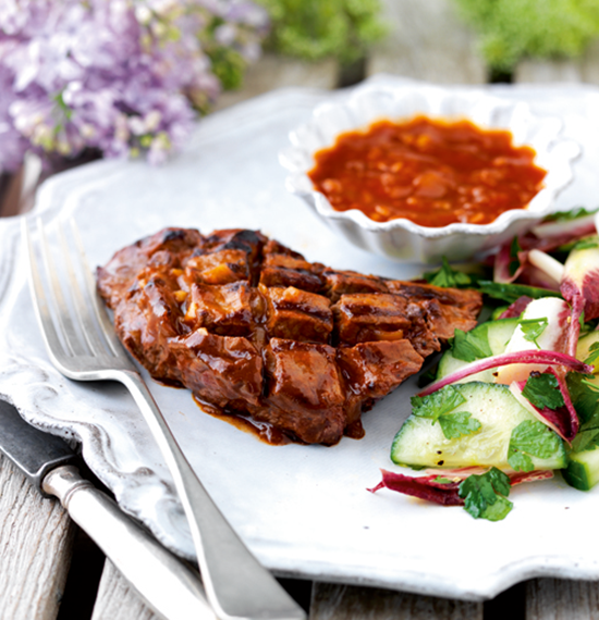 Flat Iron Steaks with Date Infused Barbecue Sauce Flat Iron Steaks with Date Infused Barbecue Sauce