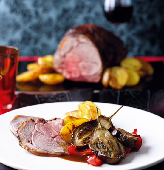 Moroccan-Style Roast Lamb with Pomegranates Moroccan-Style Roast Lamb with Pomegranates